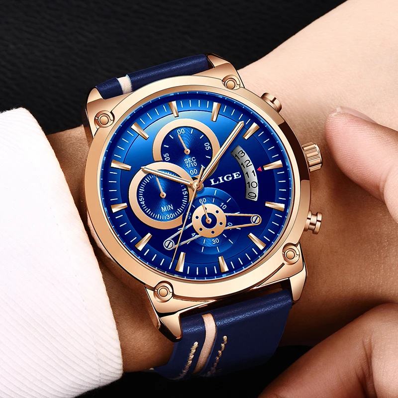 Часы Reloj Hombre 2019 LIGE Мужские Аналоговые Повседневные Спортивные кварцевые в стиле