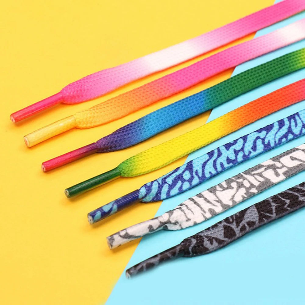 Rainbow Colorful Flat Shoelaces Fashion Printed Gradient Shoes Laces Accessories Outdoor Sneakers Shoelaces Canvas Bootlaces