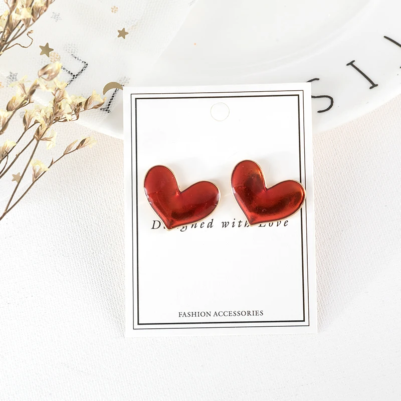 

Female temperament contracted stud earrings heart drops of glaze earrings sell like hot cakes jewelry accessories