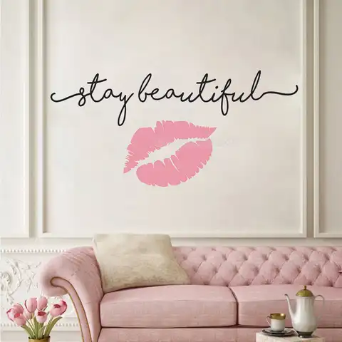 Виниловая настенная наклейка для макияжа, декоративный виниловый стикер для стен в стиле художественного макияжа, помады, салона красоты, ...