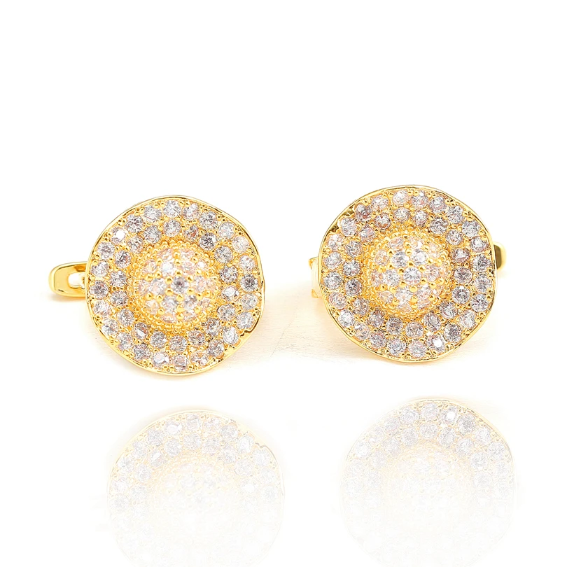 Необычного дизайна фианит серьги кольца для женщин золотистого цвета brincos можно