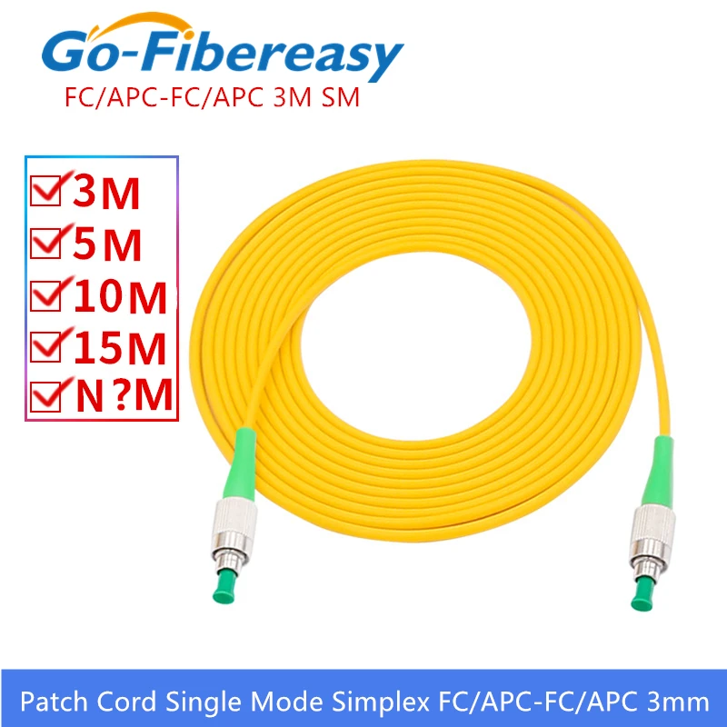 

FC/APC-FC/APC оптический волоконный патч-корд OS1 одномодовый Simplex волоконно-оптический патч-кабель ПВХ 3 мм 3 метра Стандартный оптоволоконный пат...