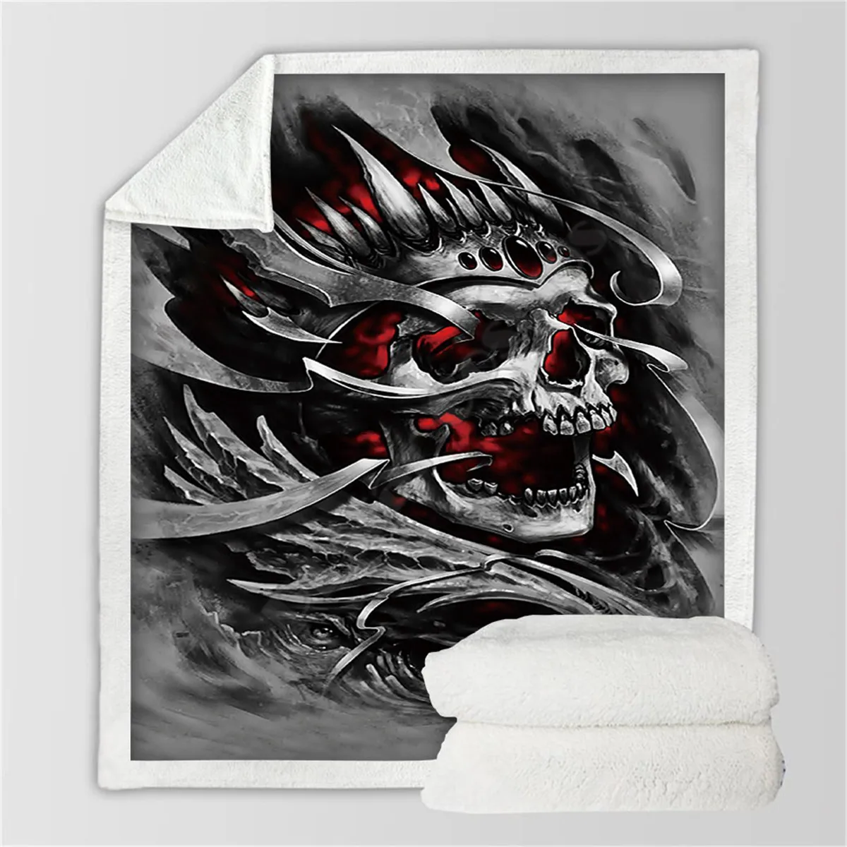 

Skull Fleece Blanket 3D full printed Wearable Blanket Adults/kids Fleece Blanket Sherpa Blanket Drop Shipping 01