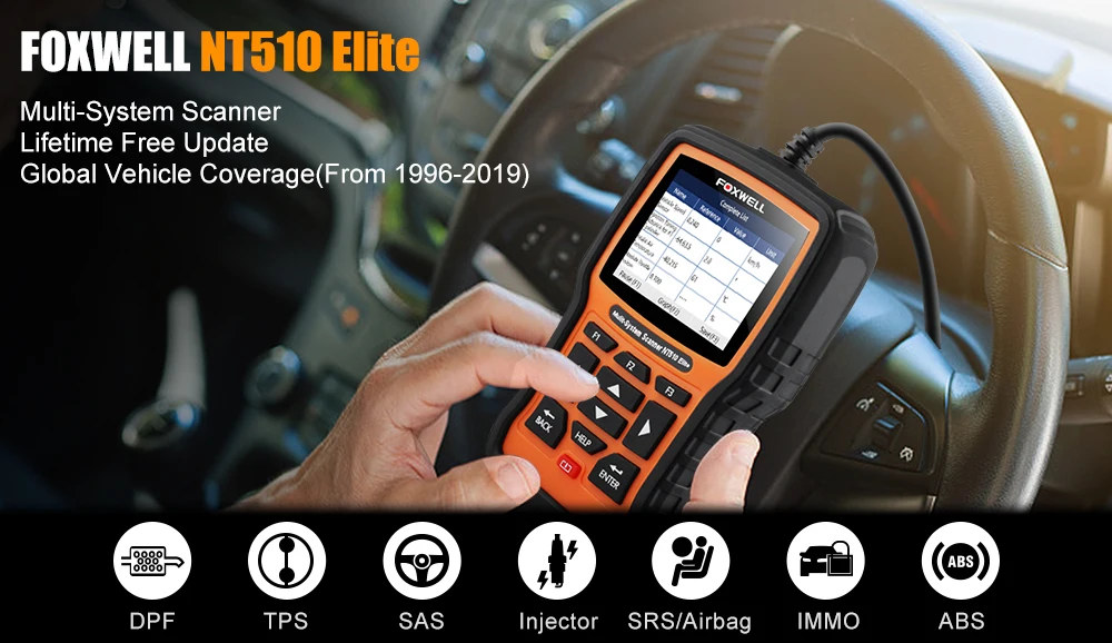 Foxwell NT510 Elite OBD Автомобильный диагностический инструмент Автомобильный сканер полная система ABS SRS подушка безопасности DPF EPB сброс масла ODB2 OBD2 сканер