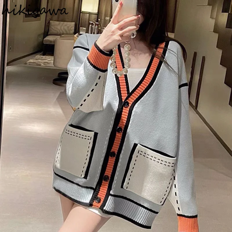 

Свитера Neploe для женщин, шикарный корейский вязаный кардиган в стиле преппи, женский свитер с шикарным принтом в Корейском стиле, 2021