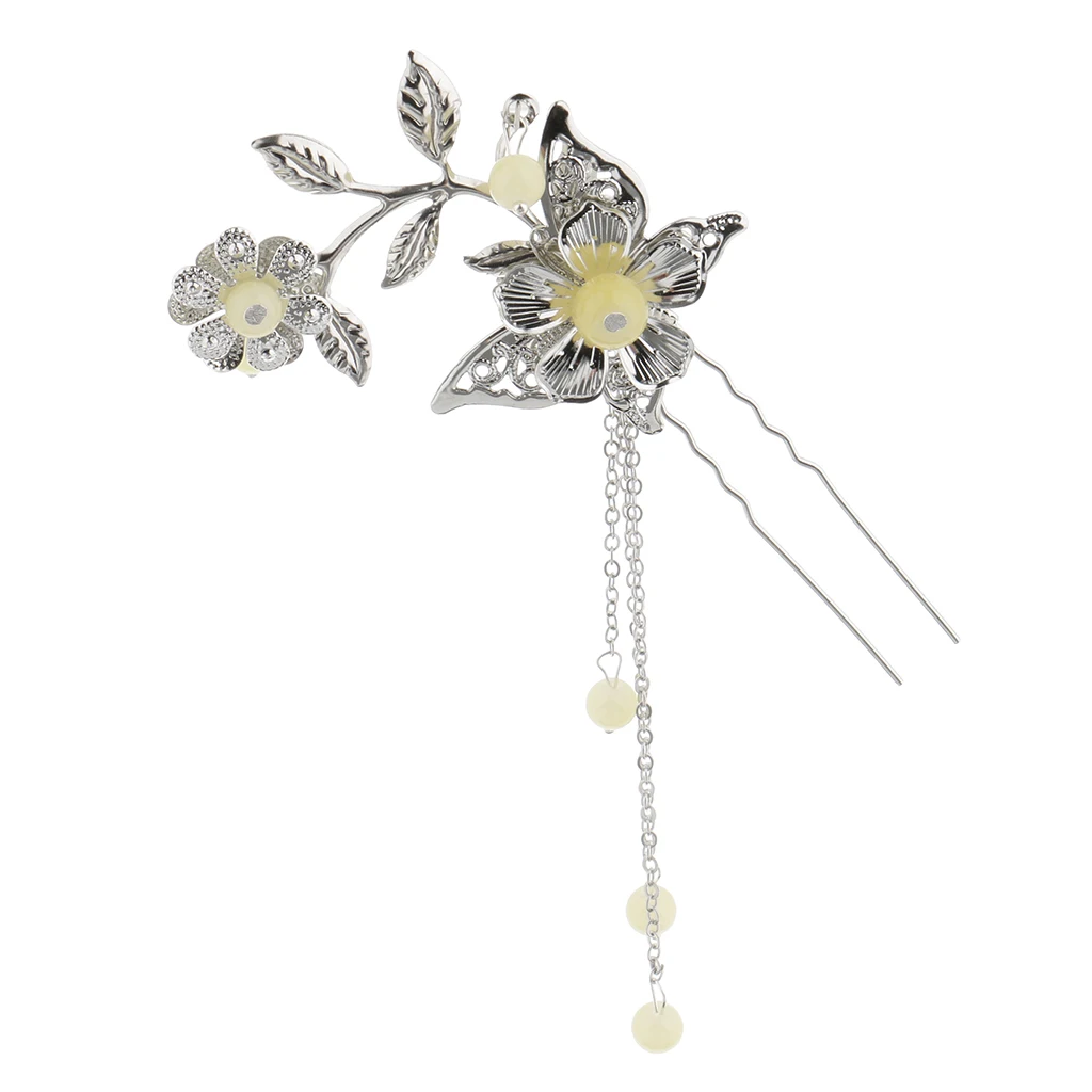 Нефритовый шарик цветок заколка для волос канзаши клип Классическая ханьфу