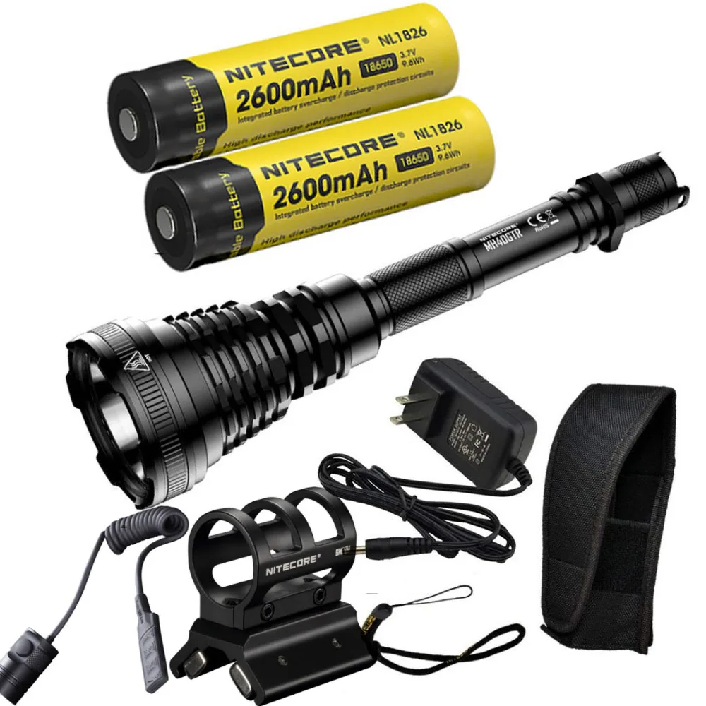 NITECORE MH40GTR 1200 Lumen Ultra Long Range 1004M Hunting Search Torch Tactical Rechargeable Flashlight+ battery,GM02M,RSW1