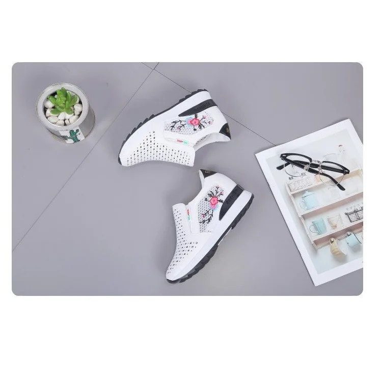 Женская обувь на платформе в винтажном стиле женская танкетке с вышитыми цветами