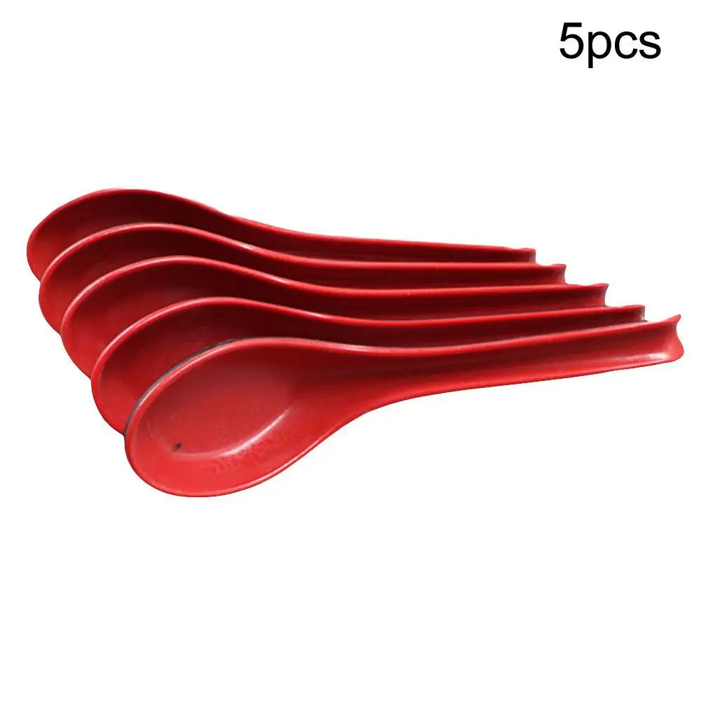 

5 Pcs столовые ложки Популярные Простые Портативный красного и черного цвета с двумя Цвет ложки с длинной ручкой, Пластиковый прибор для форм...