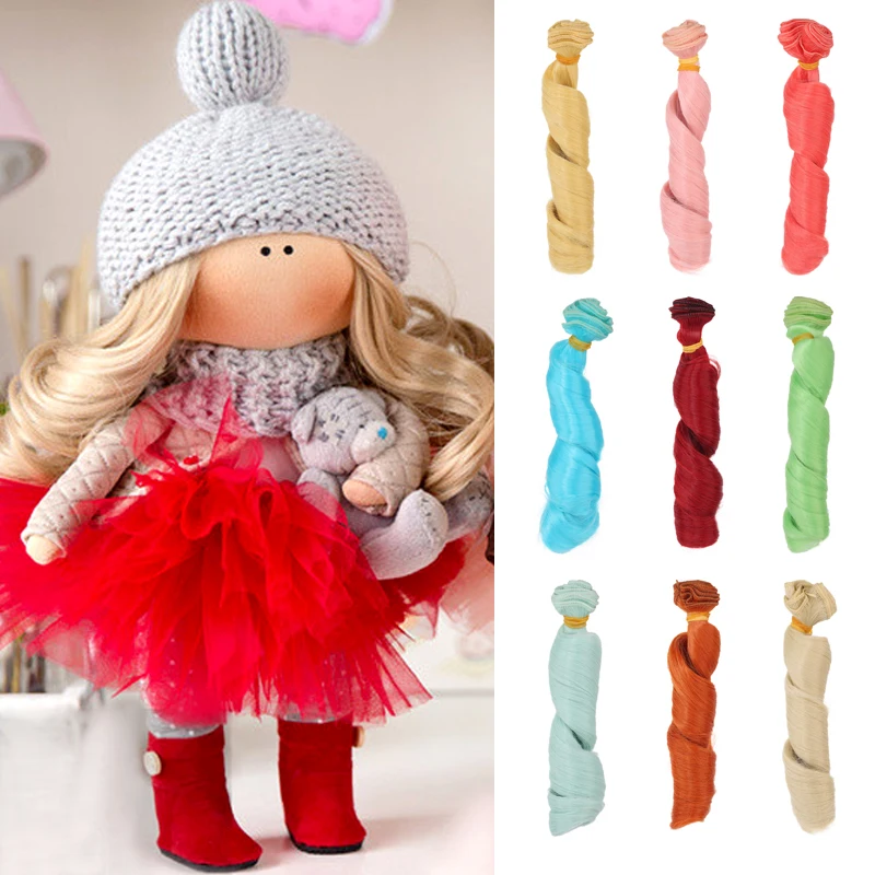 

MUZIWIG 15*100CM DIY BJD Doll Wig Colorful Curly Hair Tress For Dolls High Temperature Doll Accessories For 1/3 1/4 1/6 BJD Doll