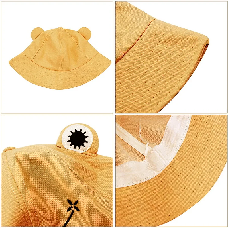 

2021 Green Frog Bucket Hat for Kids Summer Autumn Plain Panama Outdoor Hiking Beach Fishing Cap Sunscreen Children Sunhat Bob