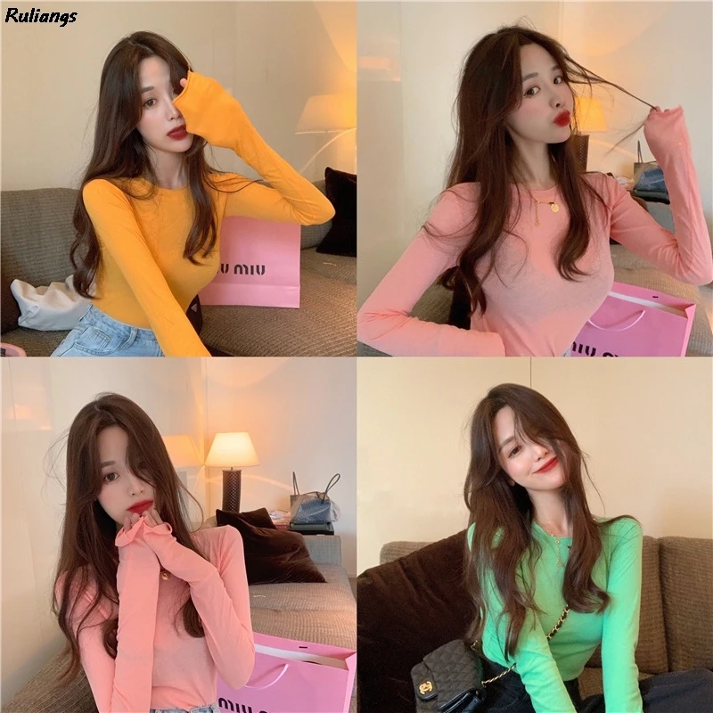 

Ladies shirt casual solid color bottoming shirt long-sleeved turtle neck slim-fit thin top black white all-match simple T-shirt