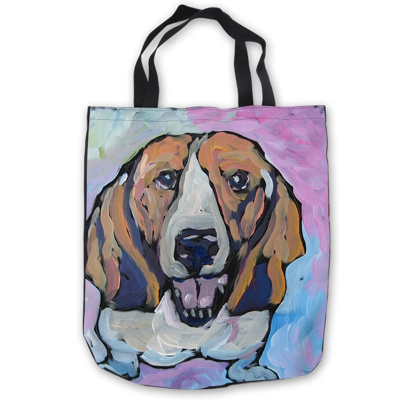 Custom Canvas Paintting Dog ToteBags Hand Bags Shopping Bag Casual Beach HandBags 180713-1-35 | Багаж и сумки