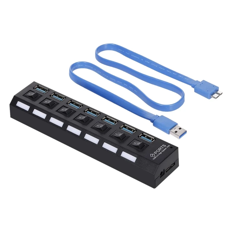 

HOT-7-Port USB 3.0 HUB USB Splitter 7 Ports Expander with Switch for PC