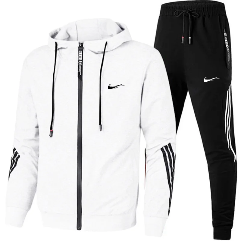 

2021 Autumn And Winter New Luxury Brand Autumn And Winter Fashion Men's Two-piece Striped Sports Suit Men's Hoodie Outdoor Casua