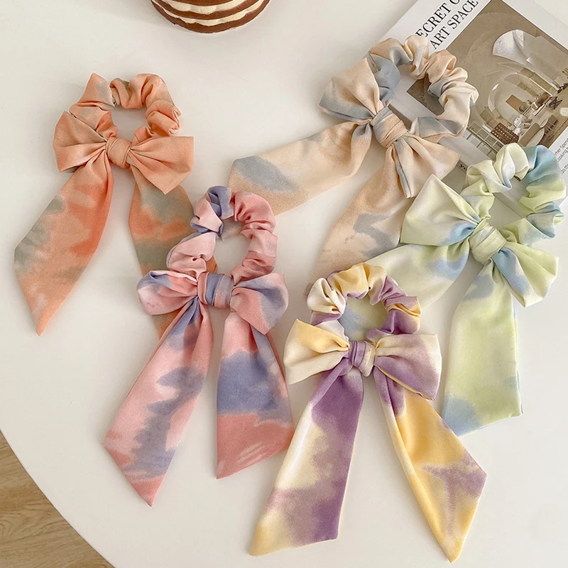 

Fashion Oil Painting Elastic Hair Bands for Women Girls Bowknot Scrunchies Headband Hair Ties Ponytail Holder Hair Accessories