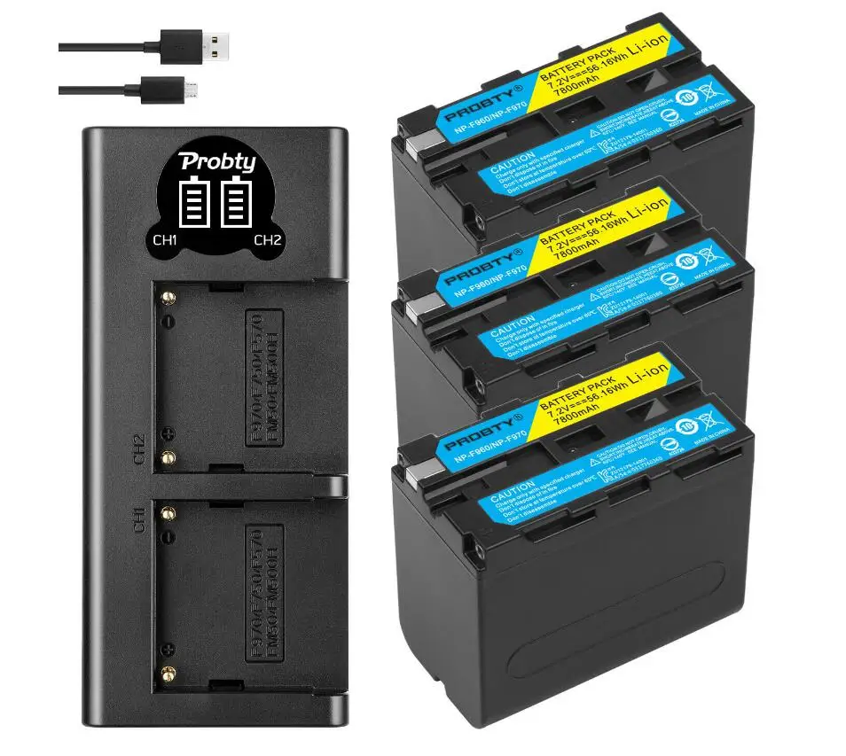3BatteryWithCharger NP F960 NP F970 NP-F960 NP-F970 F950 Батарея+ светодиодный USB Зарядное устройство для sony PLM-100 CCD-TRV35 MVC-FD91 MC1500C L10 TR555 VX2200E D77 - Цвет: 3BatteryWithCharger