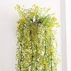 Искусственные растения, лоза, Настенная подвесная ветка, листья винограда, наружное украшение для сада и дома, пластиковые искусственные шелковые листья зеленого цвета