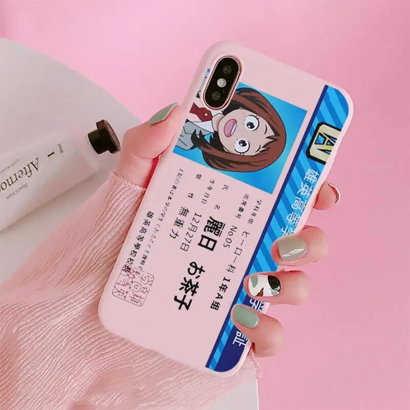 

My Hero Academia Midoriya Phone Case Candy Color Pink for iPhone 11 pro XS MAX 8 7 6 6S Plus X 5S SE 2020 XR