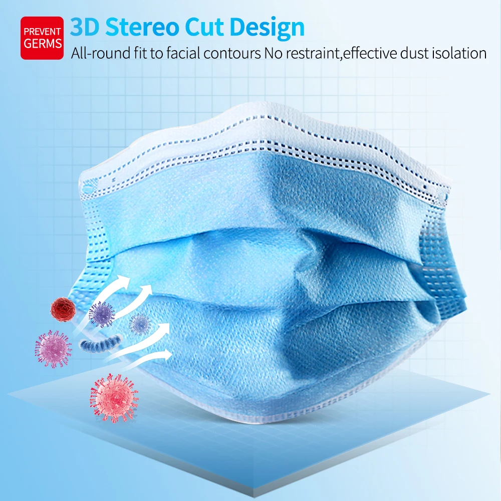 Маска для лица одноразовая трехслойная из нетканого материала с фильтром |