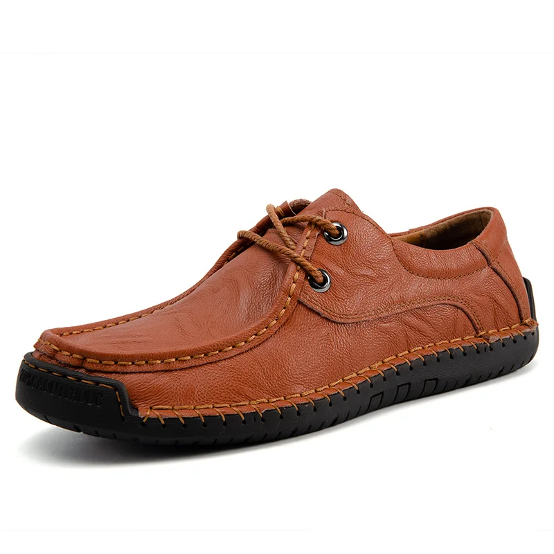 

Туфли мужские кожаные на плоской подошве, винтажные лоферы, повседневная обувь для вождения, простой дизайн, стильная обувь для отдыха, 2021