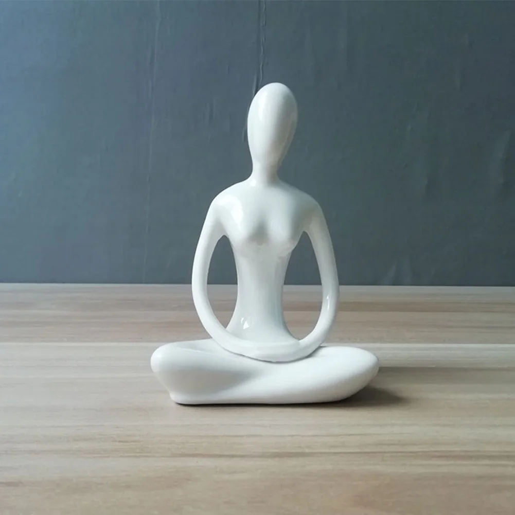 

4pcs Meditation Office Ceramic Statue Bedroom Living Room Wedding Party Home Decor White Desk Collection Gift Yoga Pose Figurine
