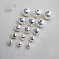 925 sterling silver small big hole round spacer beads pure silver loose beads for diy bracelet necklace making jewelry finding