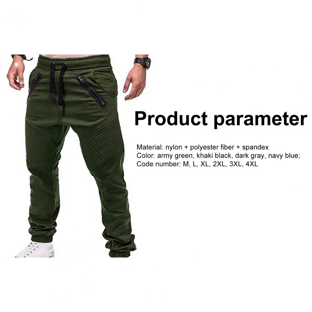 

Men's Fashion Drawstring Zipper with Pockets Tied Feet Trousers Sweatpants Cylinder Sweatpants Gym Exercise Jogging