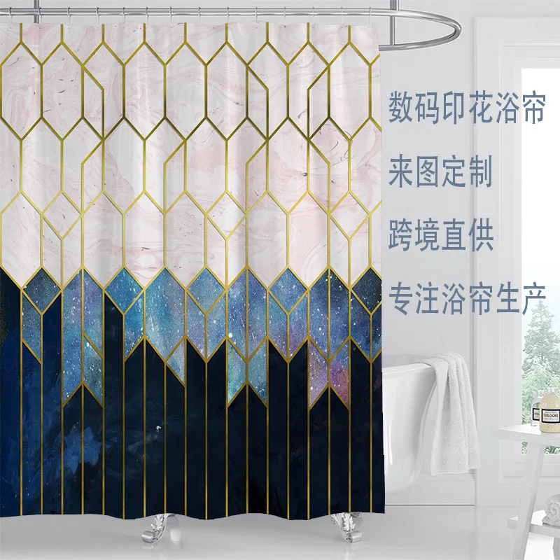 

Bath Waterproof 3D Creative Digital Printed Fabric Bathroom Shower Curtain in the Bathroom for Modern Accessory Bathroom Product