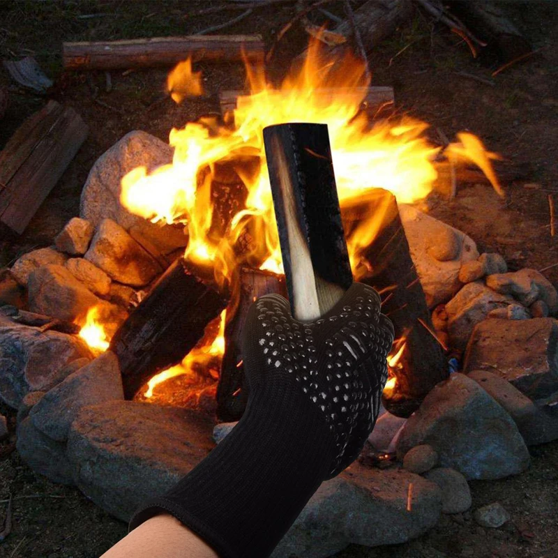 

2PCS Oven Mitts Protective Gear Grilling Gloves Food Grade Kitchen Barbecue Glove Heat Resistant Silicone Cook BBQ Baking Gloves