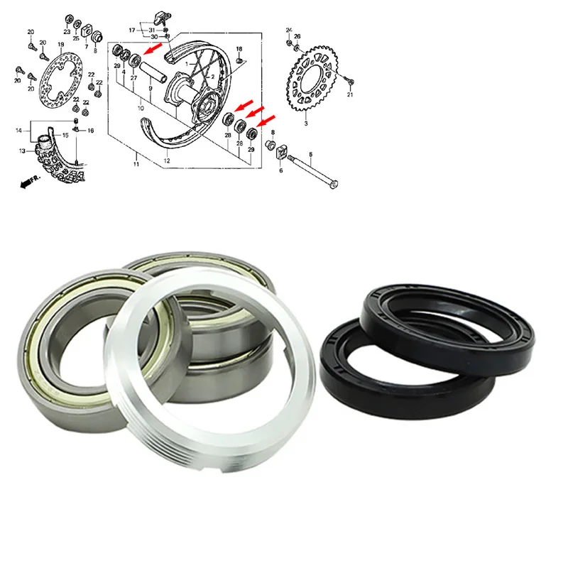 Комплект из 6 подшипников заднего колеса для Honda CRF450X CR125R CR 250R CRF 250R CRF450R CRF250X