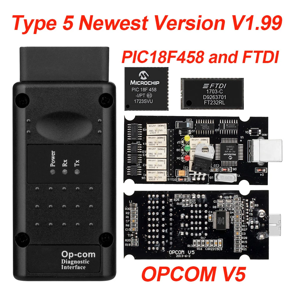 Op com V1.65 V1.78 V1.99 с PIC18F458 FTDI op-com OBD2 Авто диагностический инструмент для Opel OPCOM шина сети локальных контроллеров V1.7 может быть обновления флэш-памяти