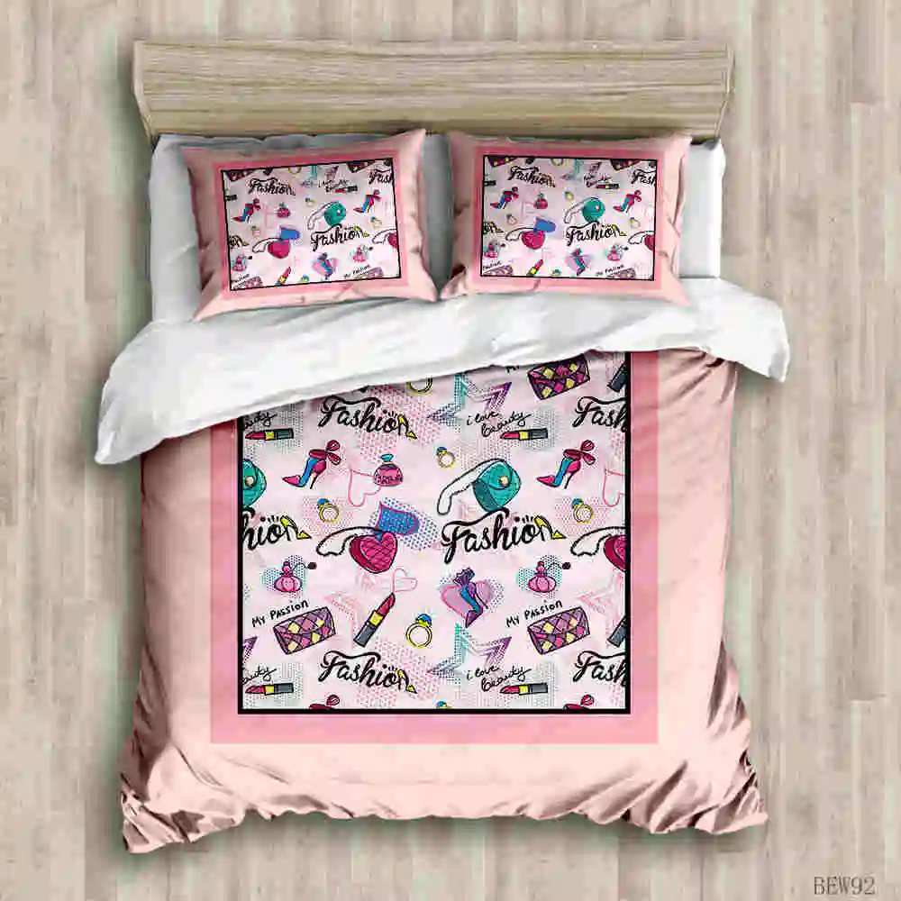 Модный цветочный Комплект постельного белья Розовый пододеяльник размера King Queen