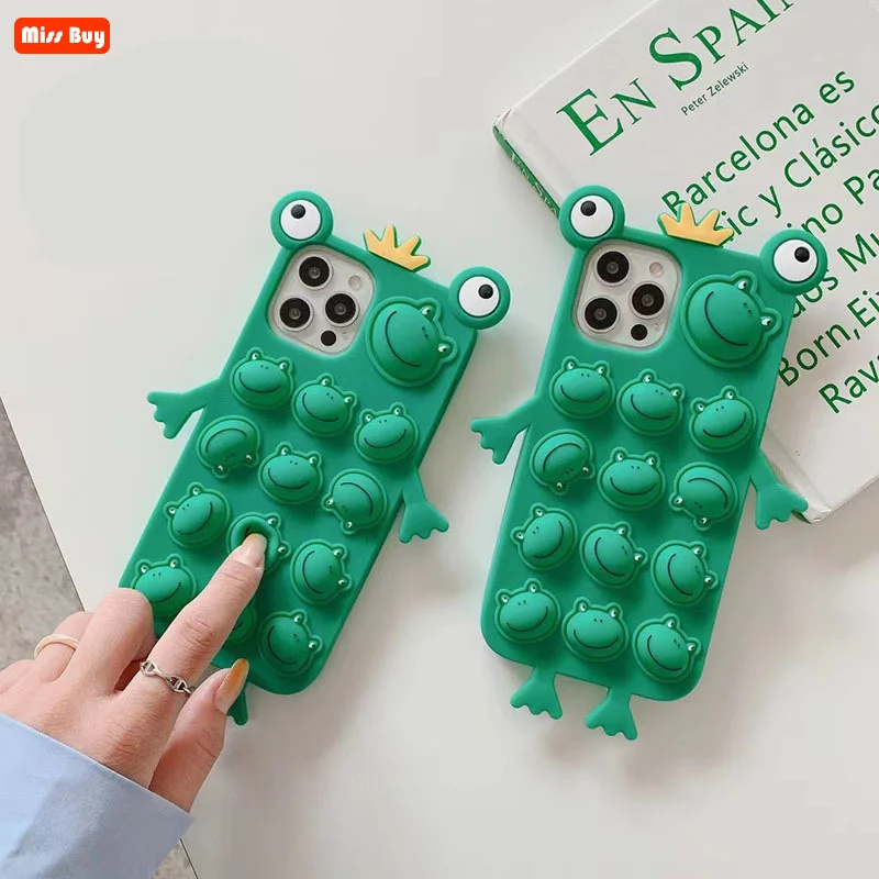 

Frog Pop Bubble Fidget Toy Phone Case Soft Cover For OPPO A11 A3 A32 A5 A55 A7 A8 A9 A92S A93 5G Sensory Stress Reliver Case