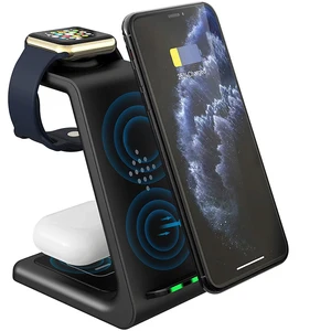 3 in 1 wireless charger for iphone 1211xsx qi 10w fast charge desktop wireless charge dock for apple watch 654 airpods pro free global shipping