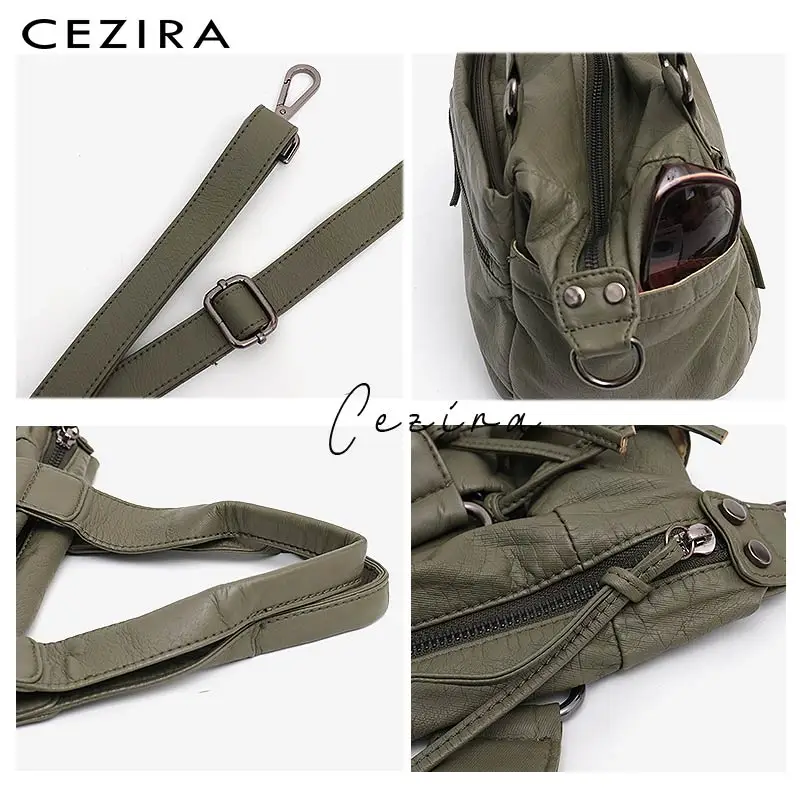 CEZIRA модные женские сумки через плечо из искусственной кожи с эффектом потертости