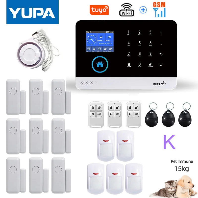 

WIFI GSM Home Security Alarm System With Wireless Pet-Proof PIR Motion Sensor Detector Burglar Anti Theft For TUYA Smartlife APP