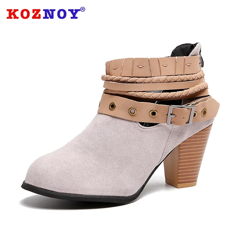 Koznoy женские ботинки Демисезонный Молния сзади сапоги Прямая поставка Тяжелый