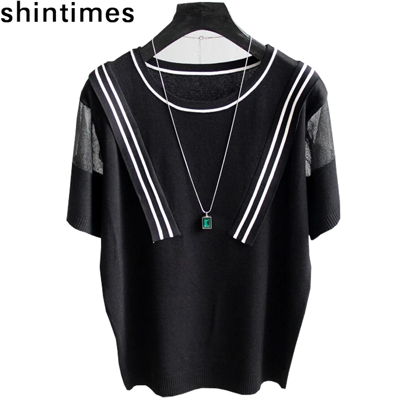 Shintimes Корейская версия рубашек повседневные свободные женские Топы Лоскутная