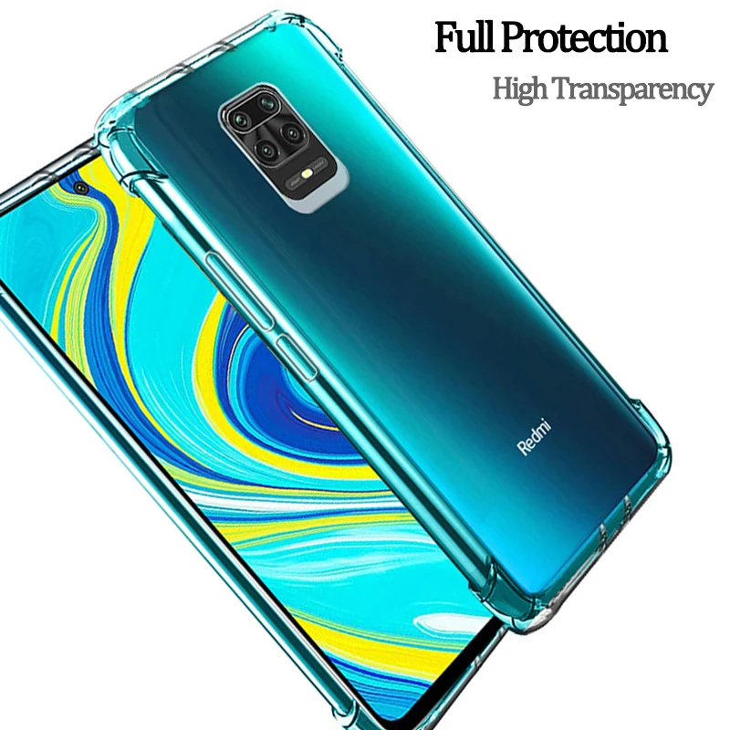 3 in 1capa стекло + подушка безопасности для чехол redmi note 9s мягкий прозрачный с анти