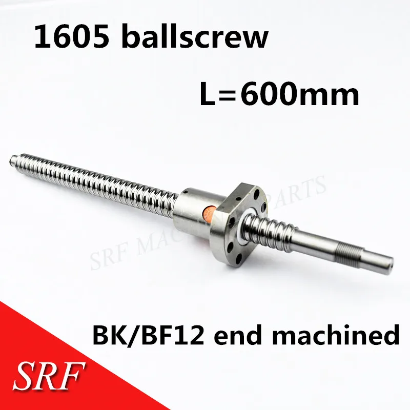 

1pcs 16mm SFU1605 Ballscrew 1pcs L=600mm Rolled Ball screw +1pcs single ballnut with BK/BF12 end processing