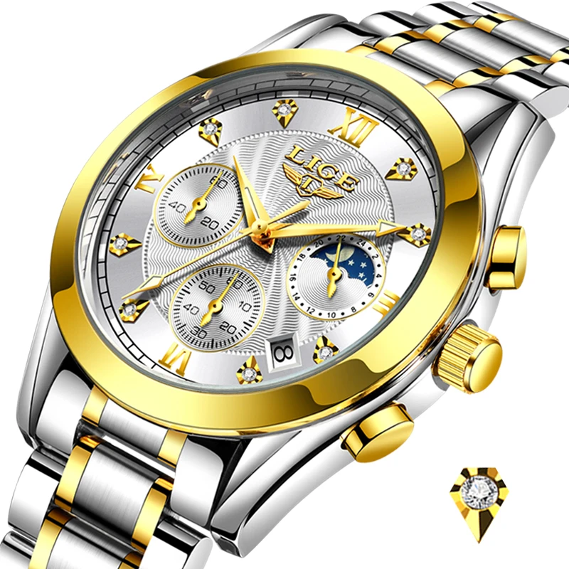 2021NEW LIGE 2021 New Gold Watch Women Watches Ladies Creative Steel Women's Bracelet Watches Female Waterproof Clock Relogio enlarge