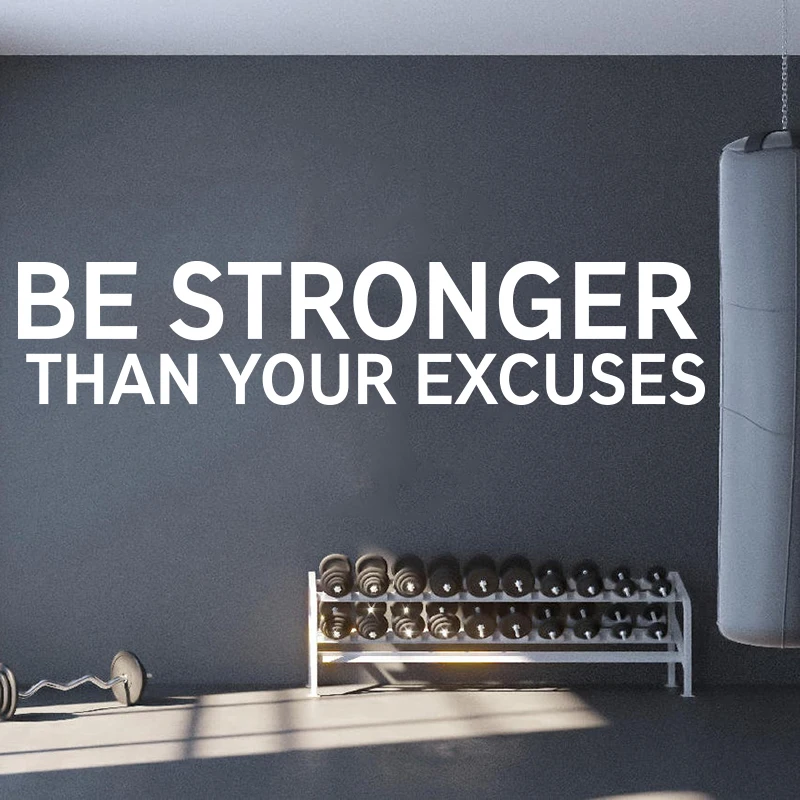 

Gym Office Be Stronger Than Your Excuses Wall Sticker Fitness Crossfit Workout Exercise Motivational Quote Wall Decal Salon Deco