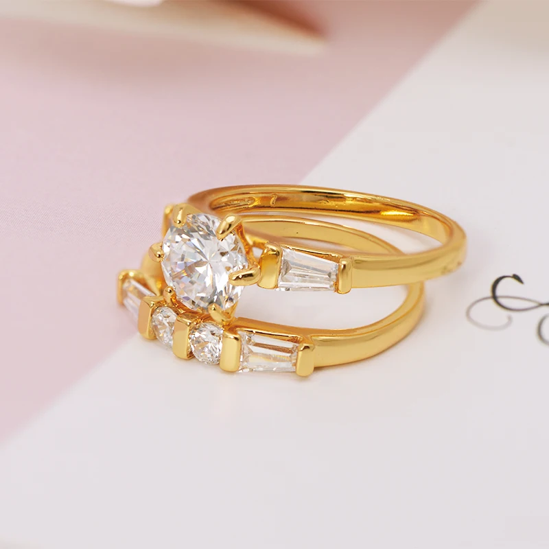 MxGxFam женское кольцо с цирконием AAA Bijoux 24 k чистый золотой цвет оригинальный
