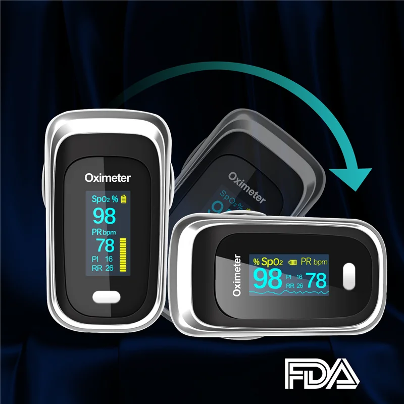 Пульсоксиметр Пальчиковый бытовой с OLED-экраном измеритель пульса и уровня