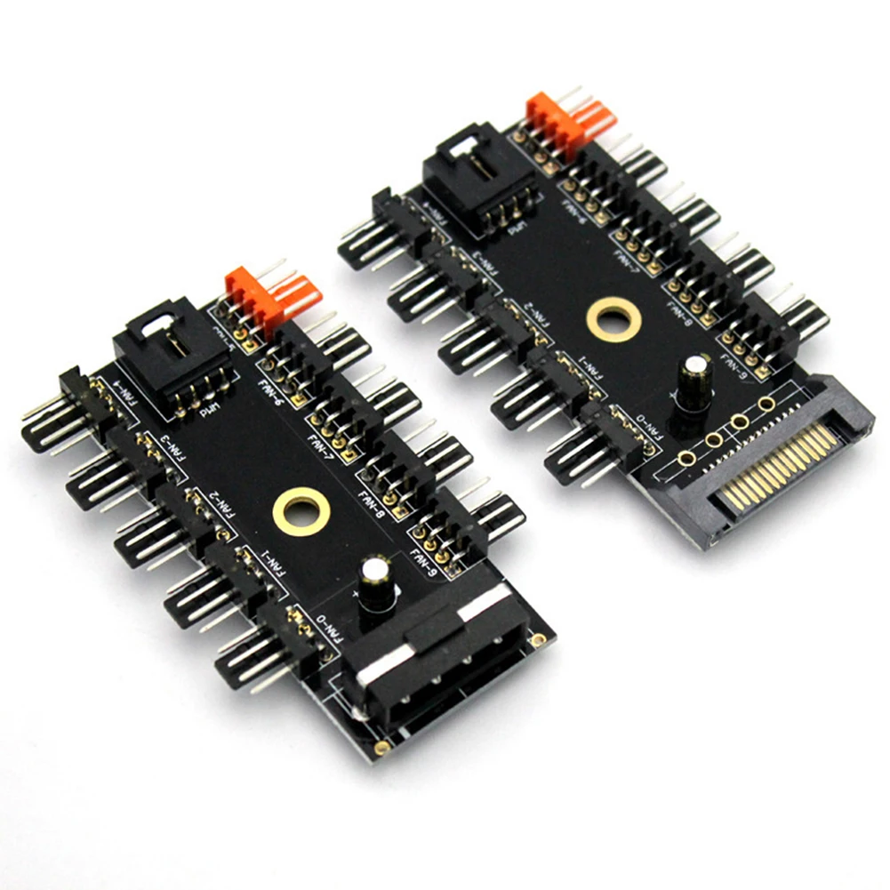

10 Ports Fan HUB Desktop Case Cooler Splitter Extension Adapter SATA/Large 4 Pin Power Supply for PC Chassis