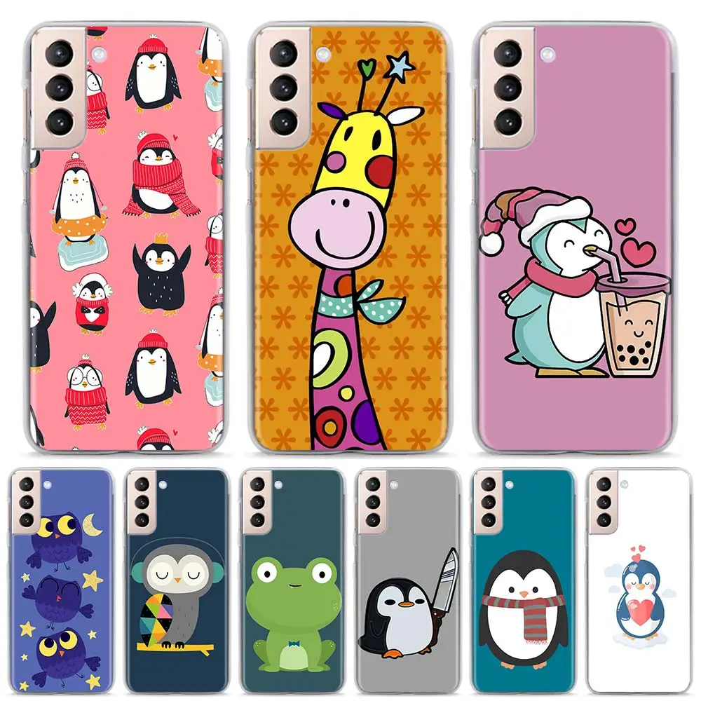 

Cartoon Penguin Frog Owl Phone Case for Samsung Galaxy S20 FE S10 Plus S21 Ultra S10e S8 S9 Plus Hard PC Cover Bumper Funda