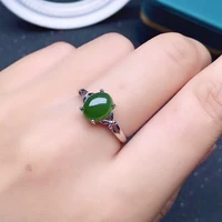 fashion silver jade ring for daily wear 7mm9mm natural green jade silver ring chinese style 925 silver jade jewelry