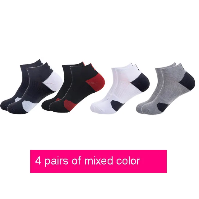 4 mixed color Профессиональные спортивные короткие носки для бега и езды на велосипеде, Пешие прогулки, противоскользящие носки, махровая подошва, абсорбционный дезодорант, дышащий - Цвет: 4 mixed color