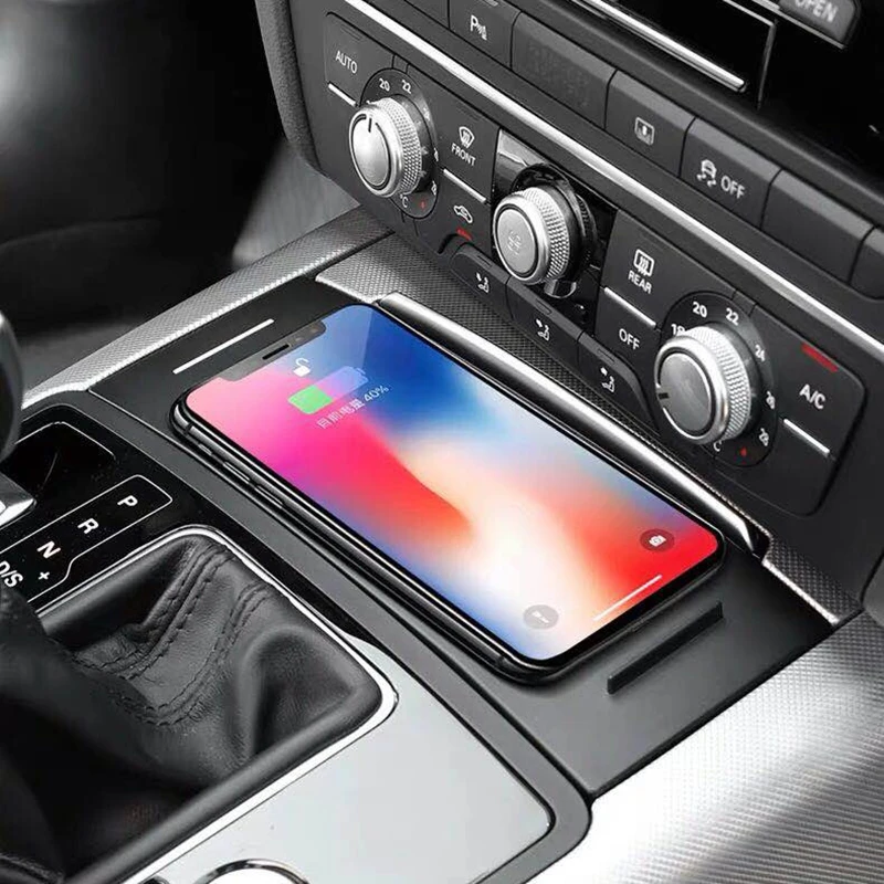 car wireless charger 15w fast phone charger charging plate pad mobile phone holder for audi a6 c7 a7 rs6 2012 2018 accessories free global shipping